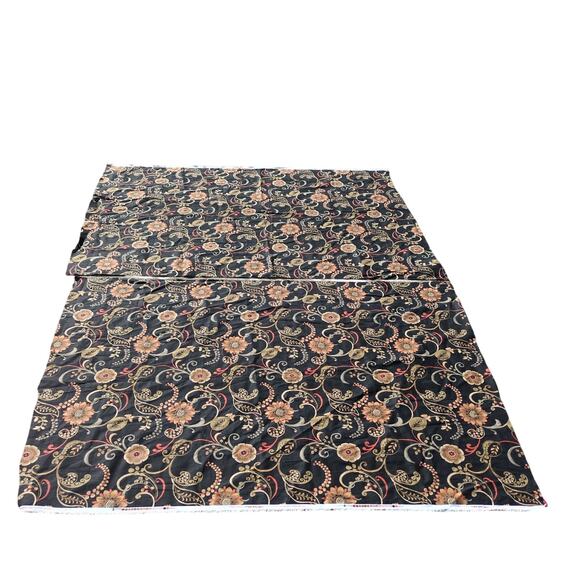 Vtg Mill Creek Fabrics Floral Night Black Remnant Sewing Fabric 2pcs = 3.7yards - Picture 5 of 9